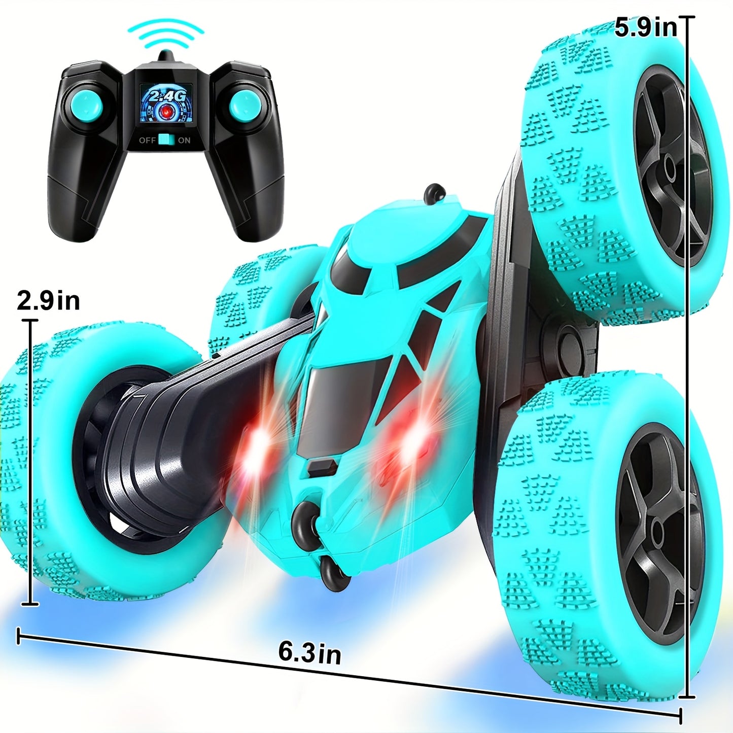 Remote Control Car, RC Toy Vehicle for Kids Ages 6-12 Years Old, 4WD Dual-Sided 360° Flip Stunt with 2.4GHz LED Lights and All-Terrain High Speed - Birthday Gift Idea or Holiday Present (Christmas Halloween Easter)