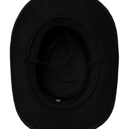 1pc Black Casual Fashion Funky Wide Brim Lightweight Western Cowboy Leather Hat for Men Women, Ideal for Party and Dating, Festival Wear, for party Accessory, Funky Style, Stylish Headwear, Durable Material, Lining, Unisex Ha