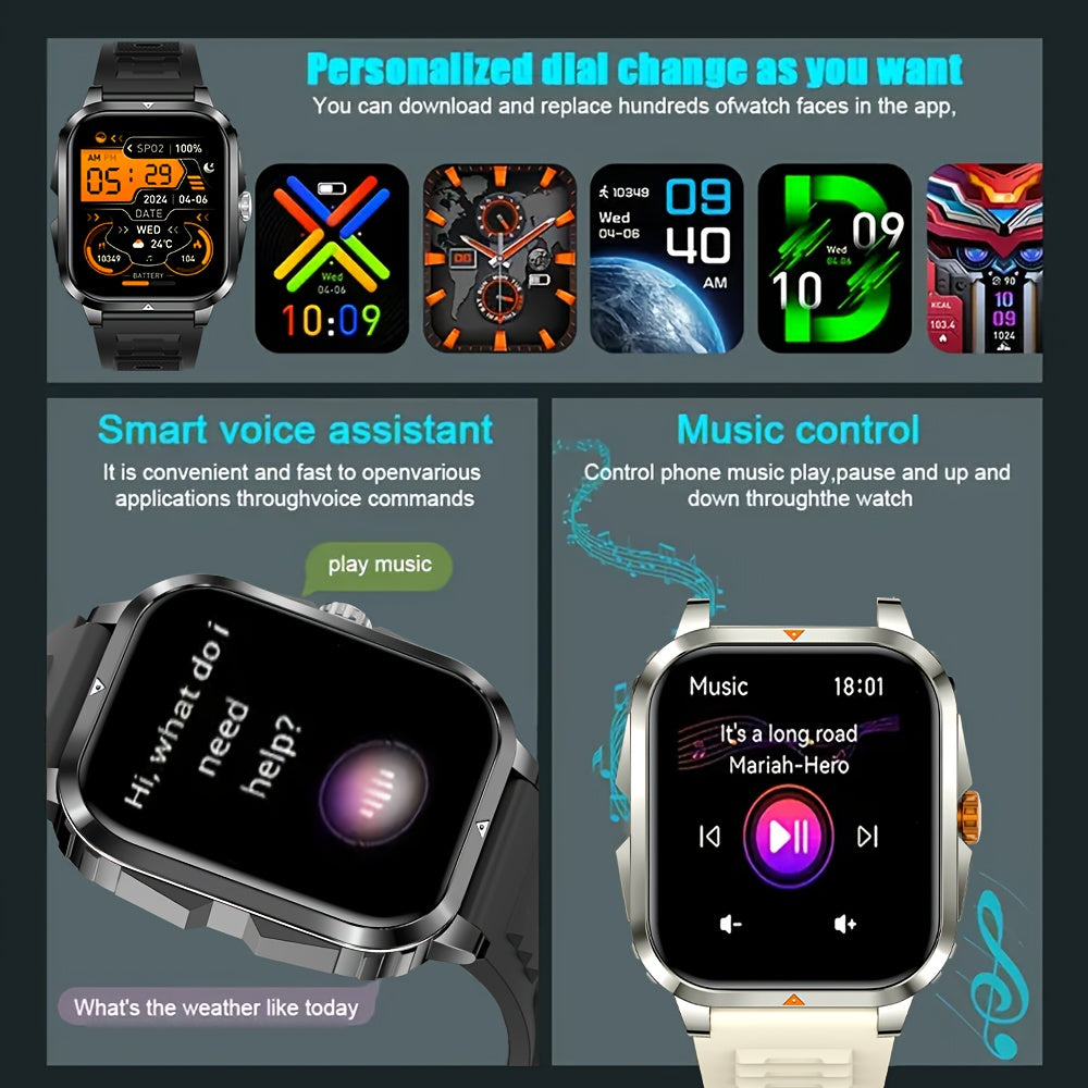 2025-Themed Touch Smart Watch with LED Lighting, Wireless Call, SMS Reminder, USB Charging, Fitness Tracker, Step Counter, Calorie, Music, Weather, Alarm, Calculator