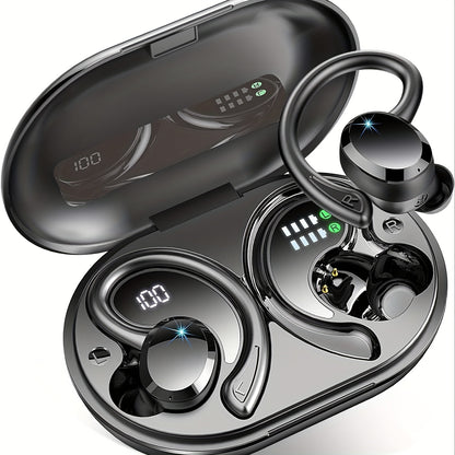 q38 Wireless Earbuds Sports Earbuds, 2024 Wireless 5.3 Earbuds 3D High Fidelity Stereo Headworn Earbuds, 48 Hour Earloop Earbuds with Noise Reduction Microphone, Suitable for Exercise/Running/Gym