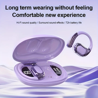 2025 new TWS wireless earphones, long battery life, large capacity charging box, smart digital display, ergonomic ear hook design, suitable for study/phone/business/music/driving/cycling, multi-device compatible with mobile p