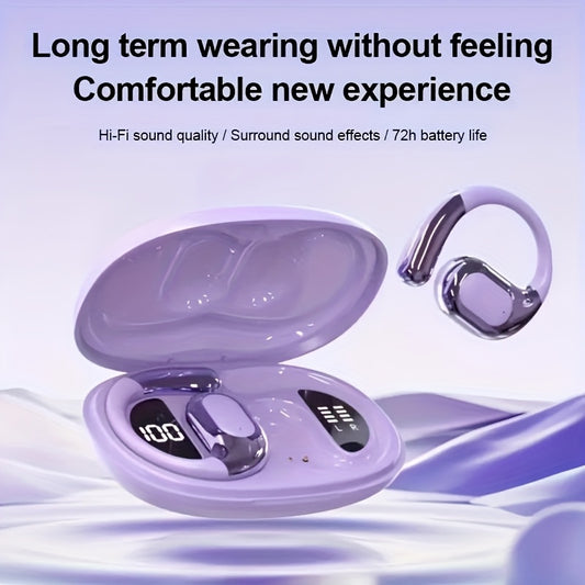 2025 new TWS wireless earphones, long battery life, large capacity charging box, smart digital display, ergonomic ear hook design, suitable for study/phone/business/music/driving/cycling, multi-device compatible with mobile p