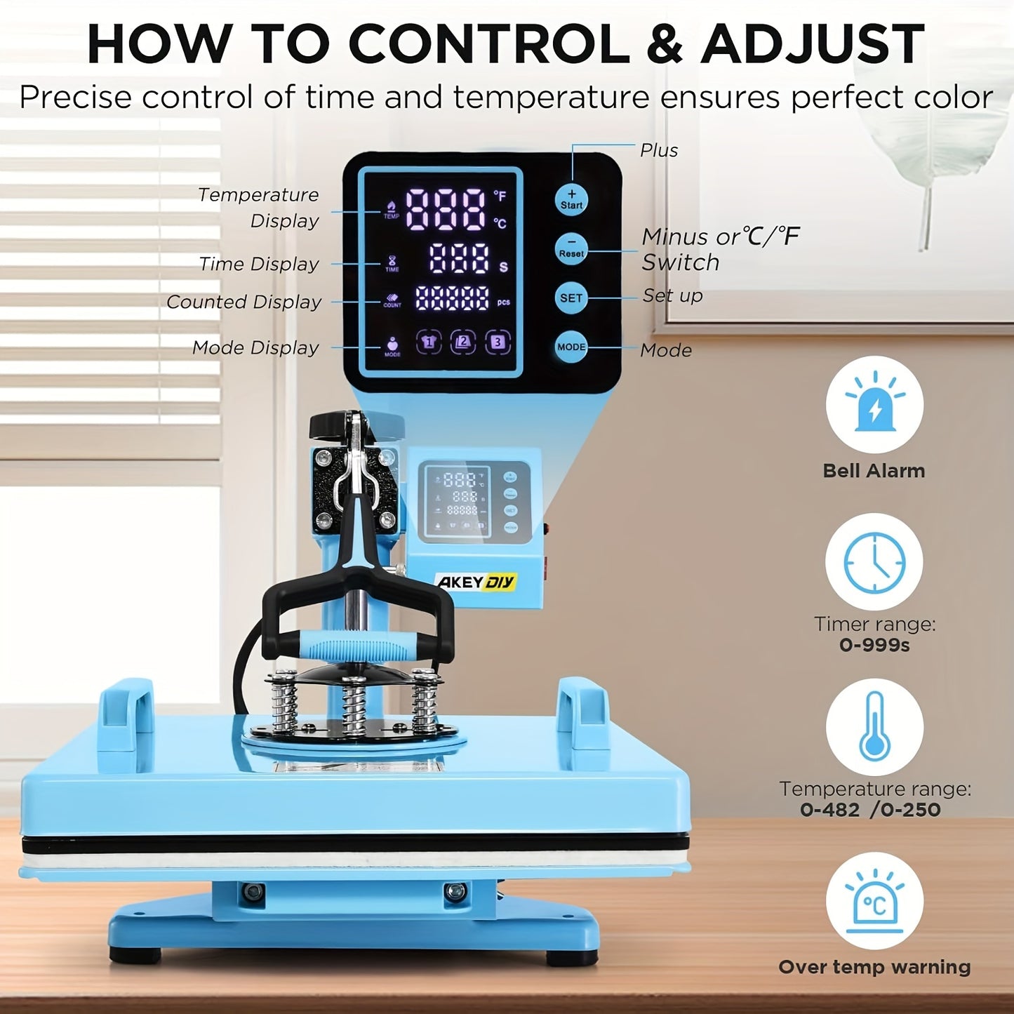 15x15 Inch 5-in-1 Set Heat Press Machine for Everything Transfers, Swing Away Press Machine for T Shirt, Bags, Pillows, Plates(6" And 8"), Tumblers, Mugs, Cups, Hats And Caps(5.5"x3") - Hat Heat Press - 3in 1 Can Only Press H