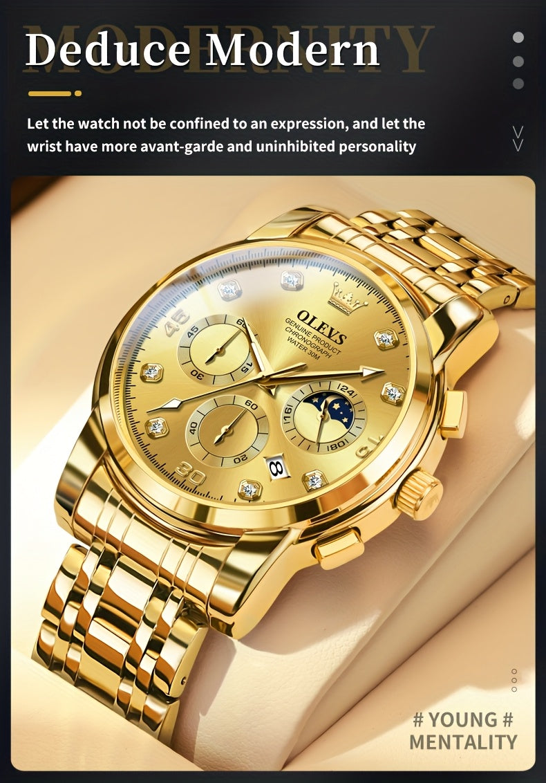 OLEVS Stainless Steel Luminous Business Quartz Watches For Men Luxury Top Brand Fashion Original Men'S Wrist Watches Classic New Trend High Quality Best Selling Men'S Watches