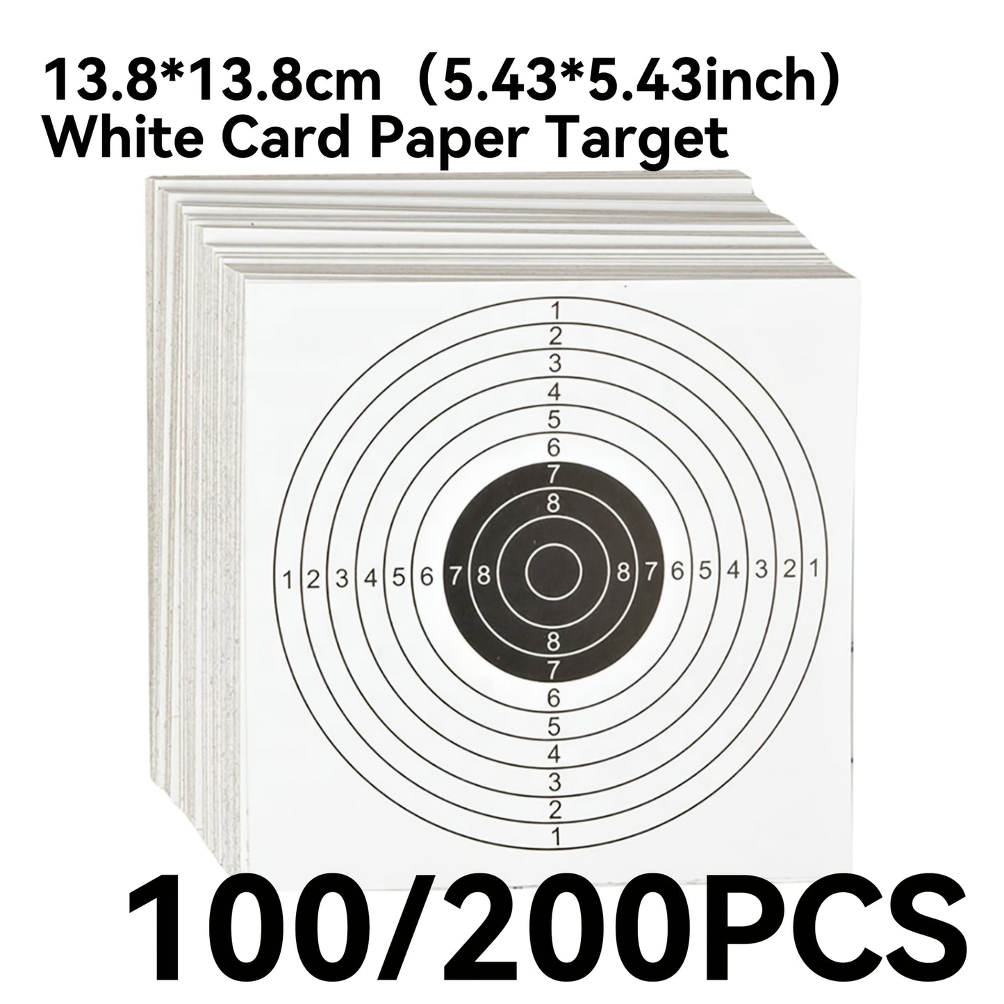 100/200 Pack 5.43×5.43inch Black and White Training Target Sheets - Heavy 250gsm Paper for Practice & Skill Drills