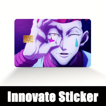 Cool Anime-Themed Awkward Avatar Pattern Ultra Thin No Residue PVC Stickers, Suitable for Credit Cards, Debit Cards, Passes, Key Cards, Bank Cards- High Quality Scratch Proof Wearable Non Slip, Pass Cover, Keycard Decal, Styl