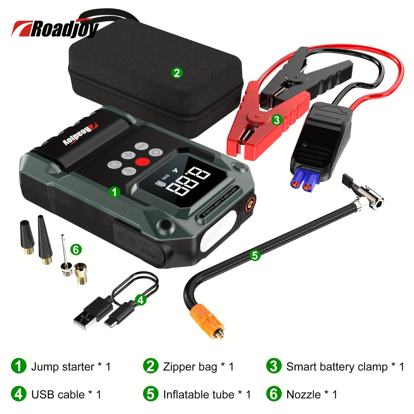 5000A Jump Starter With Air Compressor, Car Battery Portable Jumper Box (All Gas/12L Diesel) 150PSI Tire Inflator Combo, Car Jumper Starter Portable 12V Lithium Battery Jump Pack With Air Pump USB Input/output, LED Emergency,