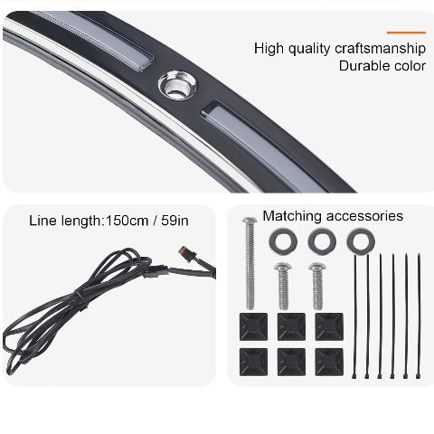 Running Turn Signal Windshield Windscreen Trim Fit for Harley 2014 Touring Electra Glide Street Glide Ultra Limited (Chrome Windshield Trim, LED Running/Turn Signal, Smoke Lens)