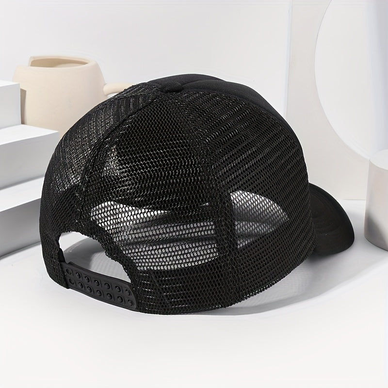 Unisex Scorpion Print Baseball Cap - Breathable Mesh Trucker Hat with Adjustable Fit for Outdoor Sports, Fishing & Casual Wear, Black with White Scorpion Design, Spring/Summer Collection, Spring Summer Cap | Stylish Headgear