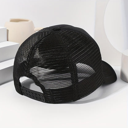 Unisex Scorpion Print Baseball Cap - Breathable Mesh Trucker Hat with Adjustable Fit for Outdoor Sports, Fishing & Casual Wear, Black with White Scorpion Design, Spring/Summer Collection, Spring Summer Cap | Stylish Headgear