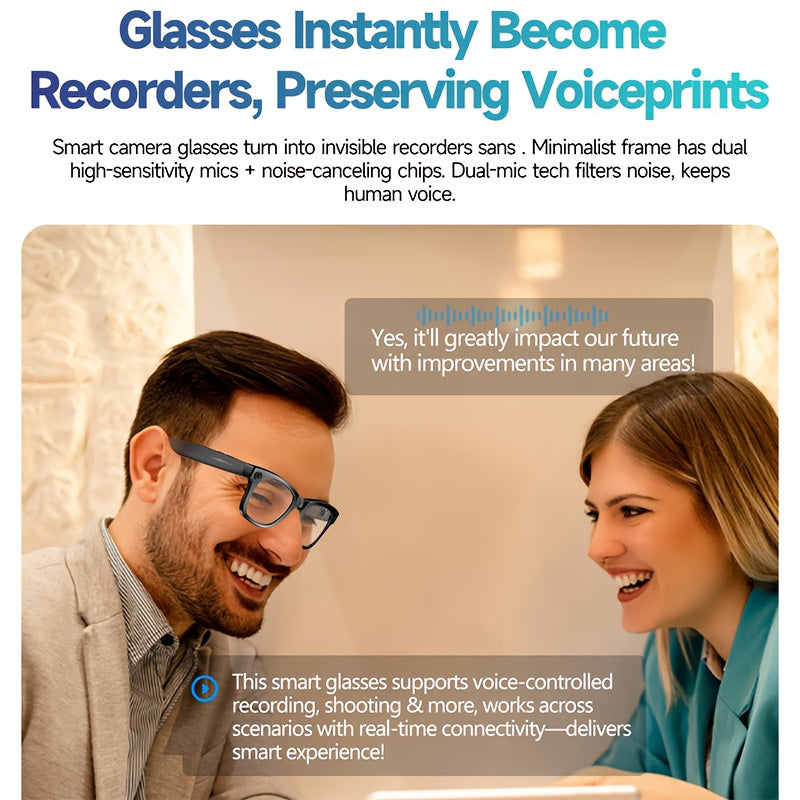 Fashionable Glasses with A Smart  | Bluetooth Calling And Music Playback | Real-time Multi-language Translation | HD  Recording | UV Protection | Lightweight, Hands-free Design - Perfect for Travel Vlogging And Outdoor Advent