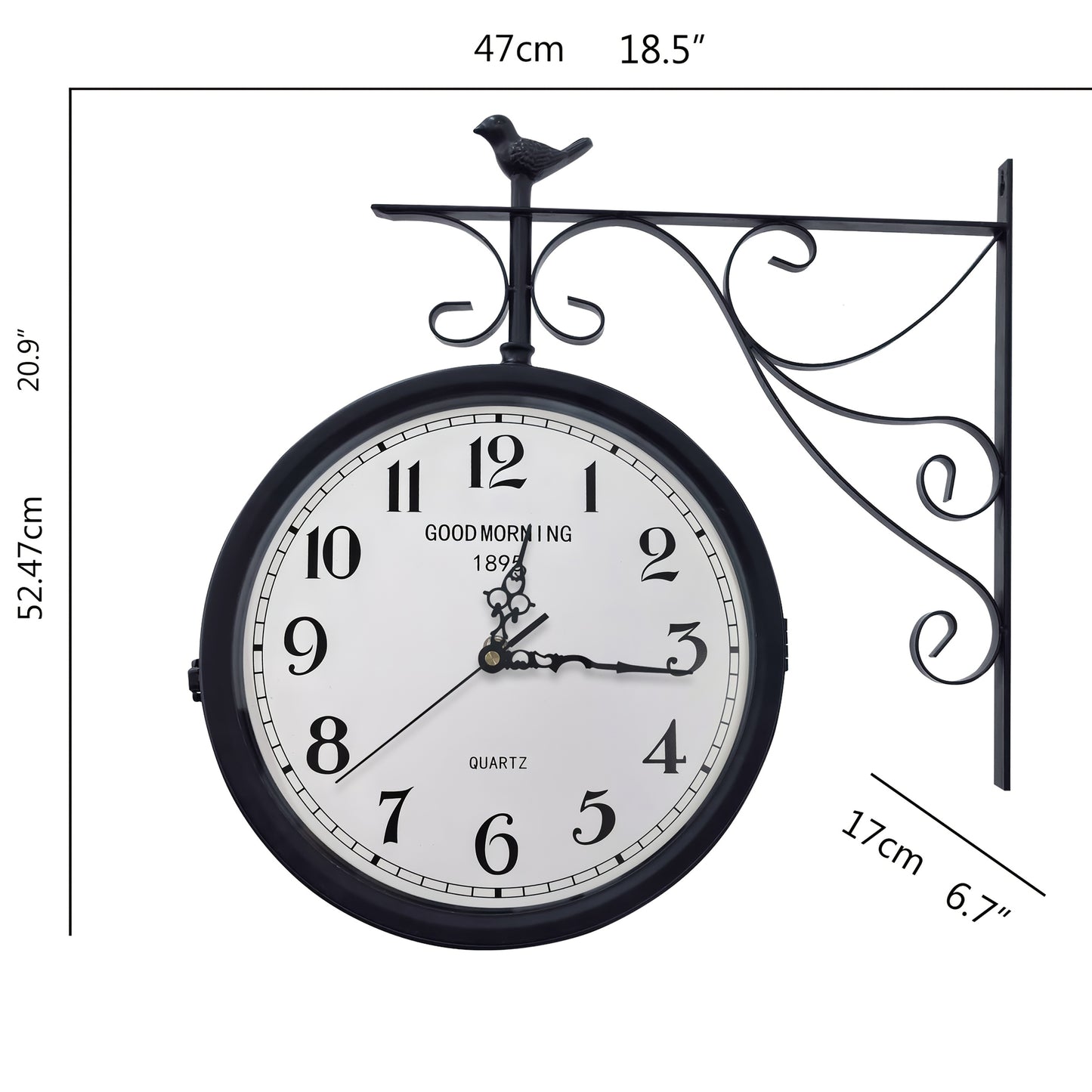 Large 3D Silent Wall Clock with Roman Numerals & Digital Display - Heavy-Duty Iron Construction, Black & Modern Design, 2D Flat Surface, Outdoor/indoor Hanging Clock For Living Room, Bedroom, Office - Easy Installation With H
