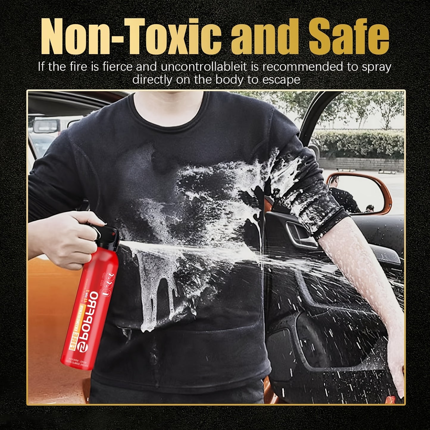 Portable Fire Extinguisher 4-in-1 Multi-Class (A//C/F) - Heavy-Duty Compact Firefighter for Home, Car, Kitchen & Garage - Non-Toxic & Pets, Easy-Clean Agent, Wall-Mountable with CE/EN-1869 (No Water Storage
