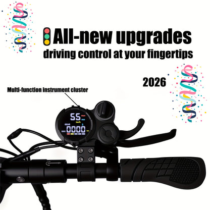 UNQYX Electric Scooter, 48V 18Ah Battery, 31-Mile Range, 440 Lbs Capacity, Removable Seat, 11" Off-Road Wide Tires, Dual Suspension, Disc Brakes, Capable Of Climbing 30-degree Inclines, Foldable All-Terrain Aluminum Alloy Fra