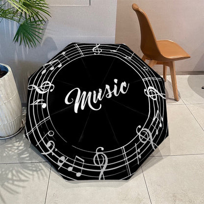Automatic One-Button Open/Close Umbrella with Music Note Design - Compact Travel Umbrella, Windproof 8-Rib Shaft, Portable Folding Umbrella for Men & Women, Ideal for Commuting, Concerts, Everyday Use - Music Lover Gift, Outd