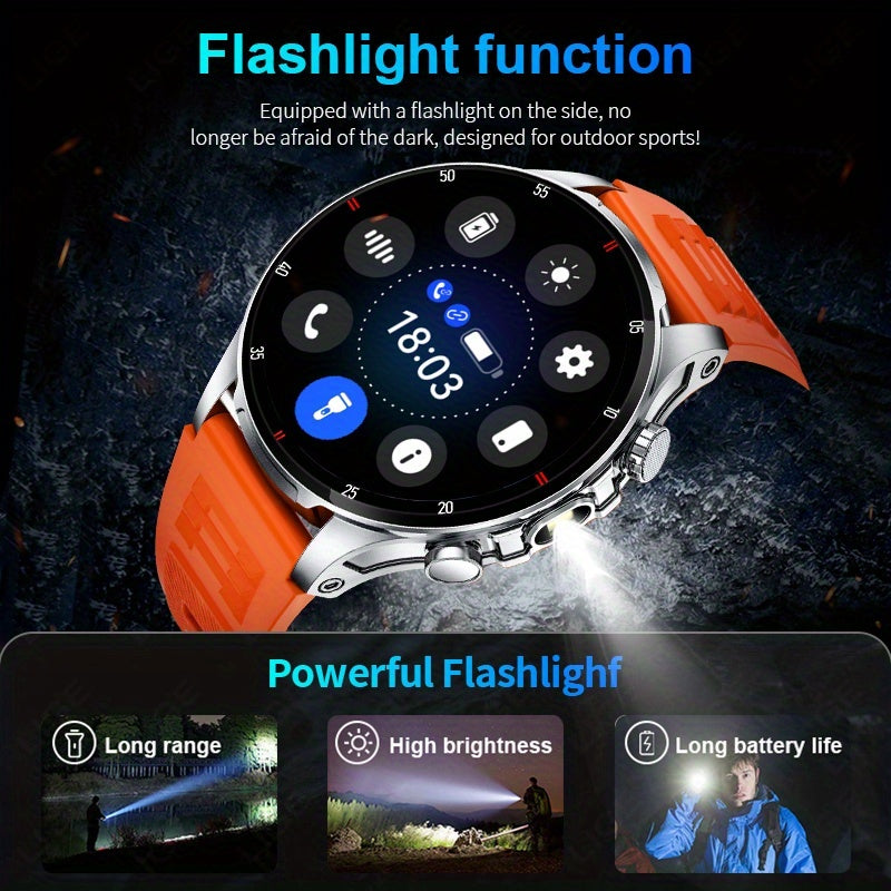 [SUNKTA Smart Watch] SUNKTA Smart Watch for Men Women | 1.53" Full Touch Display, Long Range Flashlight, Wireless Calls, 100+ Activity Modes, Call & Message Alerts, 290mAh Large Battery, Fitness Tracker, Compatible with iPhon