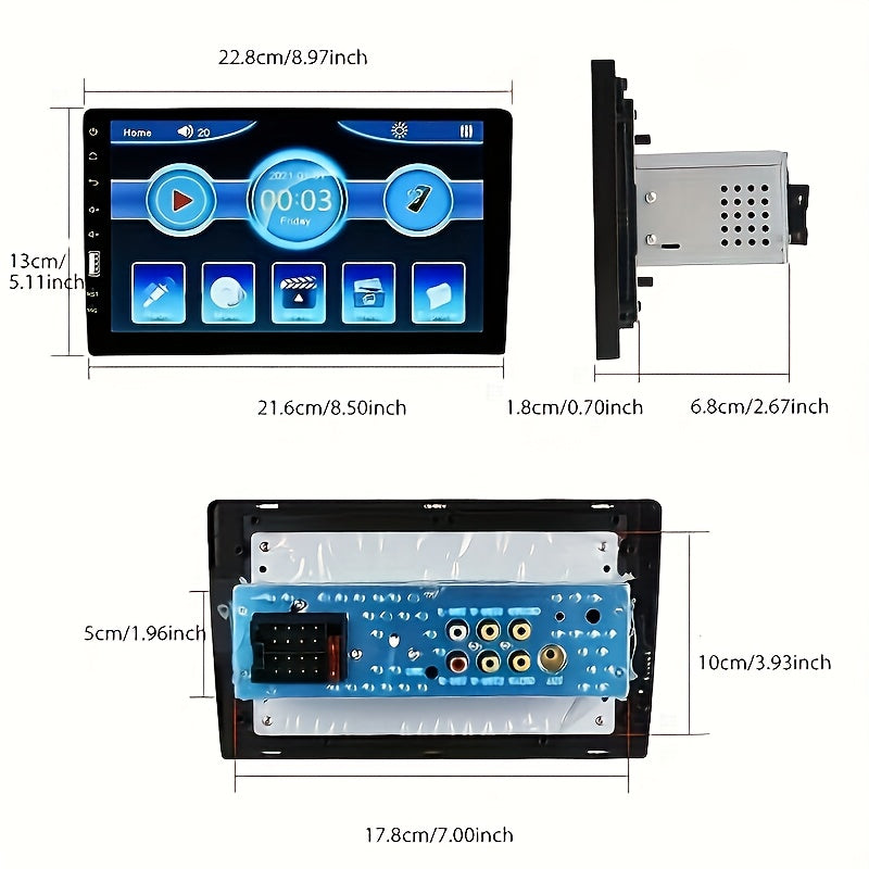 Single 1 Din 9-Inch Car MP5 Player Car Stereo Radio 2.5D HD 1080P Touch Screen Autoradio Support Mirror Link FM AUX Function with External Microphone+Rear View Camera Car