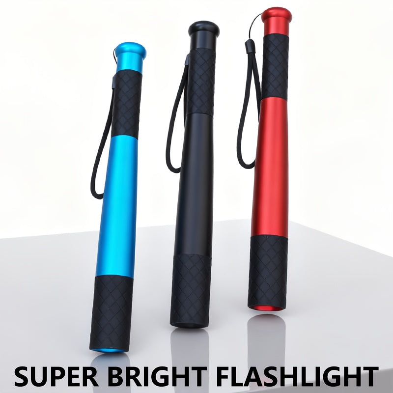 1pc Rechargeable Long-range LED Flashlight - High-brightness light, anti-slip handle and lanyard, durable aluminum alloy body, Type-C charging, 18650 battery, suitable for camping, emergency, gifts, survival tools, survival e