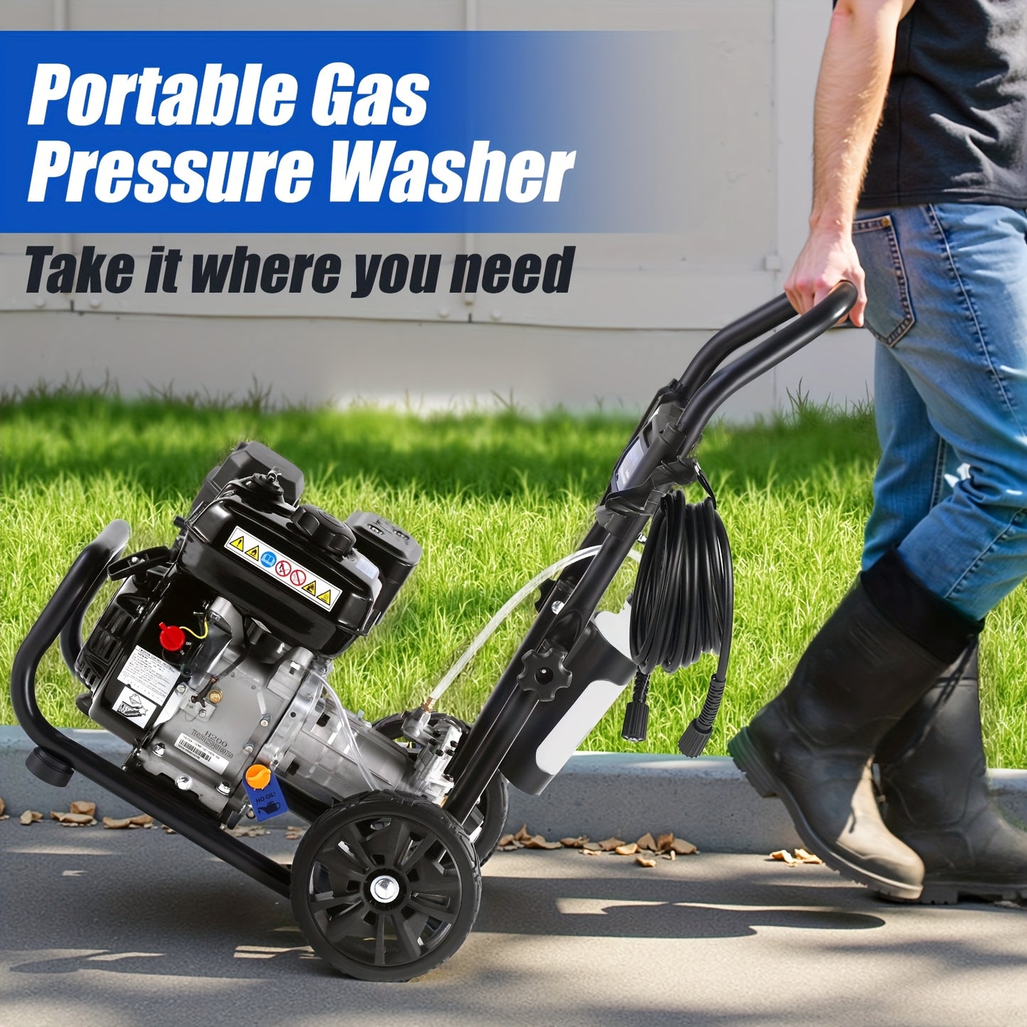MUTAOMAY 3500PSI High-pressure Cleaning Machine, 2.3GPM High-pressure Cleaning Machine, with Four Adjustable Nozzles From 0 ° to 40 °, 25 Foot Long High-pressure Hose, Suitable for Flushing Dirt, Walls, Floors, Terraces, Ga