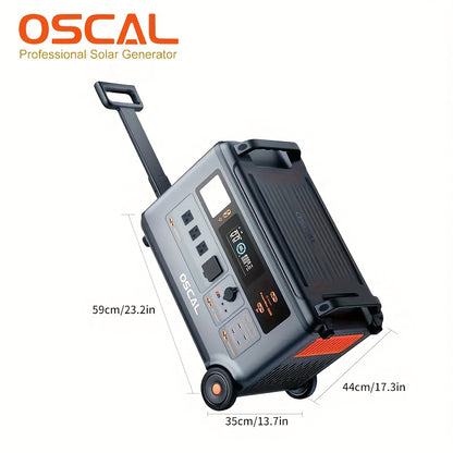 OSCAL PowerMax 6000 Solar Generator with 2x500W Solar Panels, 3600Wh/6000W Power Station, 120V/240V Split Phase Voltage AC Outlets (9000W Peak), 2400W Solar Charging