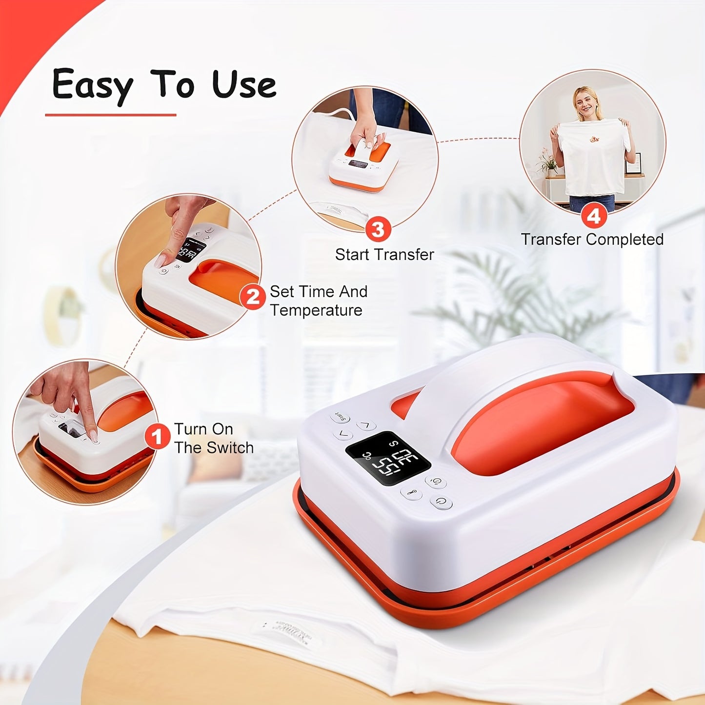 Upgraded 12"x10" / 7"x5" Portable T-Shirt Heat Press Machine, Mini Sublimation Printer with Transfer Paper for HTV Vinyl DIY Christmas Gift - Print on Shirts, Hats, Bags, Pillows, Aprons, Mousepads, Masks, Sneakers & Phone Ca