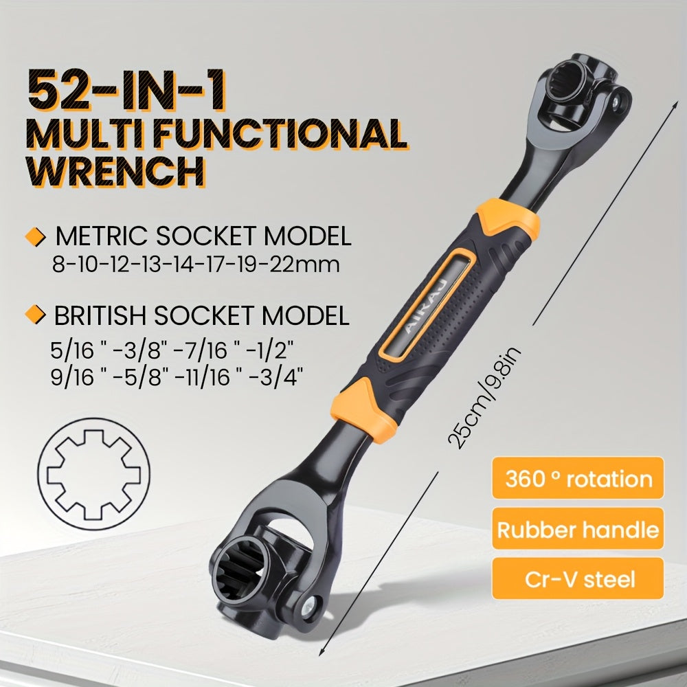 AIRAJ Multi-functional Socket Wrench Head 360 Degree Rotation Automatic Locking Hardness High Torque High Not Slip Gear Applicable Scope Is Wide, Can Be Used for Maintenance, Car Maintenance, Bicycle Maintenance, Bicycle Repa