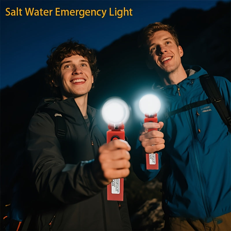 1pc Salt Water Emergency Lantern - Battery-Free, Water-Powered Flashlight with 220H Runtime, Reusable Survival Light for Camping, Tactical Use, Fishing