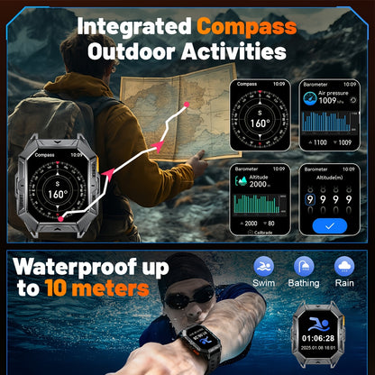 LIGE Smartwatch for men, IPX8 High Quality, 2.13-inch AMOLED screen, 100+ Sport mode, wireless call, Weather Display, 850mAh battery, 100 days of battery life, Sports Watch for iPhone and Android, black/grey