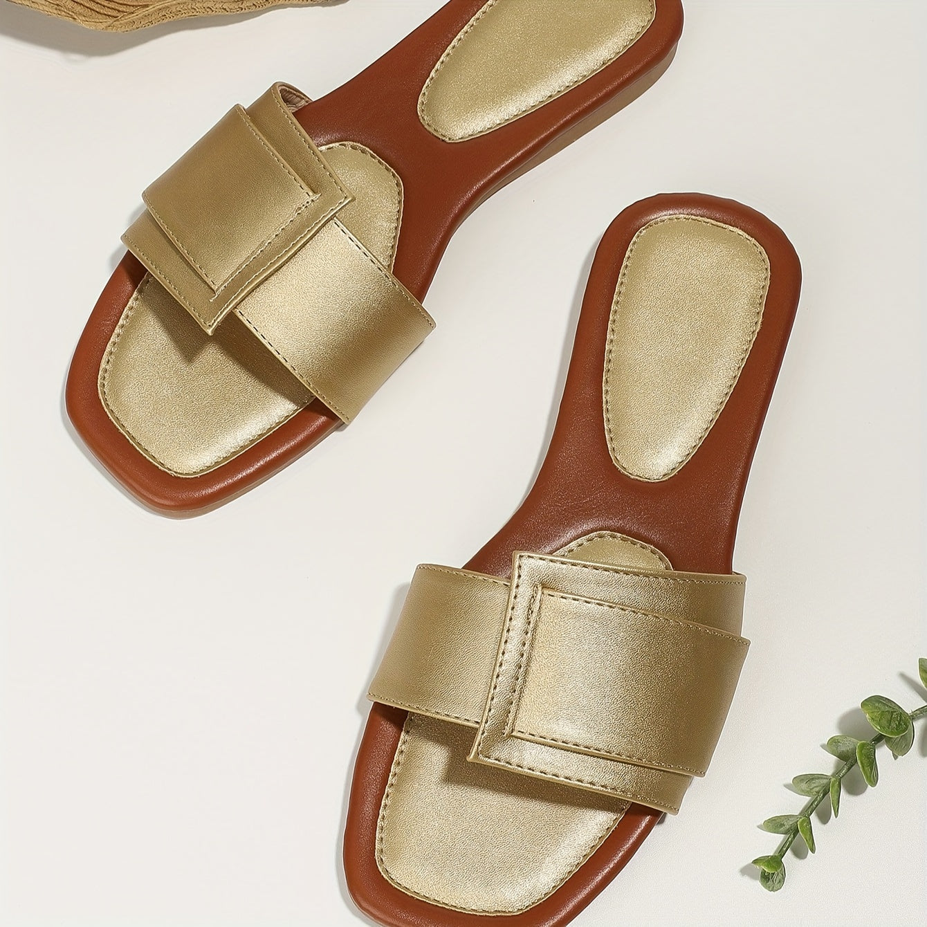 Women'S Slip-On Mules - Slip-Resistant TPR Sole & Cushioned Insole, Golden-Tan & BrownPink/ - All-Season Indoor/Outdoor House Shoes, Versatile For Casual, Formal, Everyday - Easy-clean Synthetic Cover, Indoor Footwear, Stylis