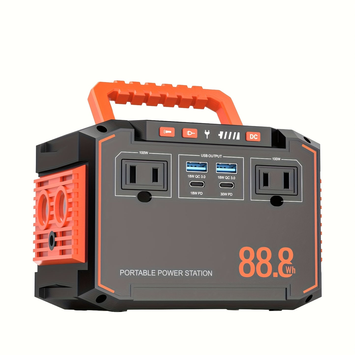 150W/300W Portable Camping Power Station 88.8Wh/111Wh/240Wh With 30/60W Solar Panel Or 88.8Wh/240Wh.with 2*AC/USB-C PD/USB QC3.0/DC Output, LED Emergency Power Light For Outdoor Camping, RV Traveling, Emergencies For Christma
