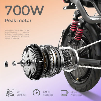 Foldable Electric Bike for Adults, 700W Peak Motor 48V 20Ah Removable Battery Ebike, 35 Miles 32km/h High - Speed, City Commuter, LCD Display, Dual Disc Brakes, for Men & Women (330 Lbs Capacity)