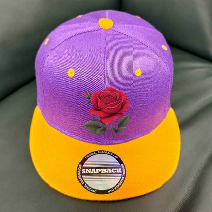 Snapback Baseball Cap with Red Rose Floral - Black & Red Two-Tone Hat, Lightweight Breathable Polyester for Men & Women, Adjustable Closure for Everyday, Sports, Parties, Camping - Ideal Gift for Father's Day, Easter, Ramadan