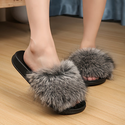 Women's Fashionable and Elegant Plush Slippers, EVA Sole with Soft Plush Surface, Comfortable and Easy to Wear, Suitable for Indoor and Outdoor Use