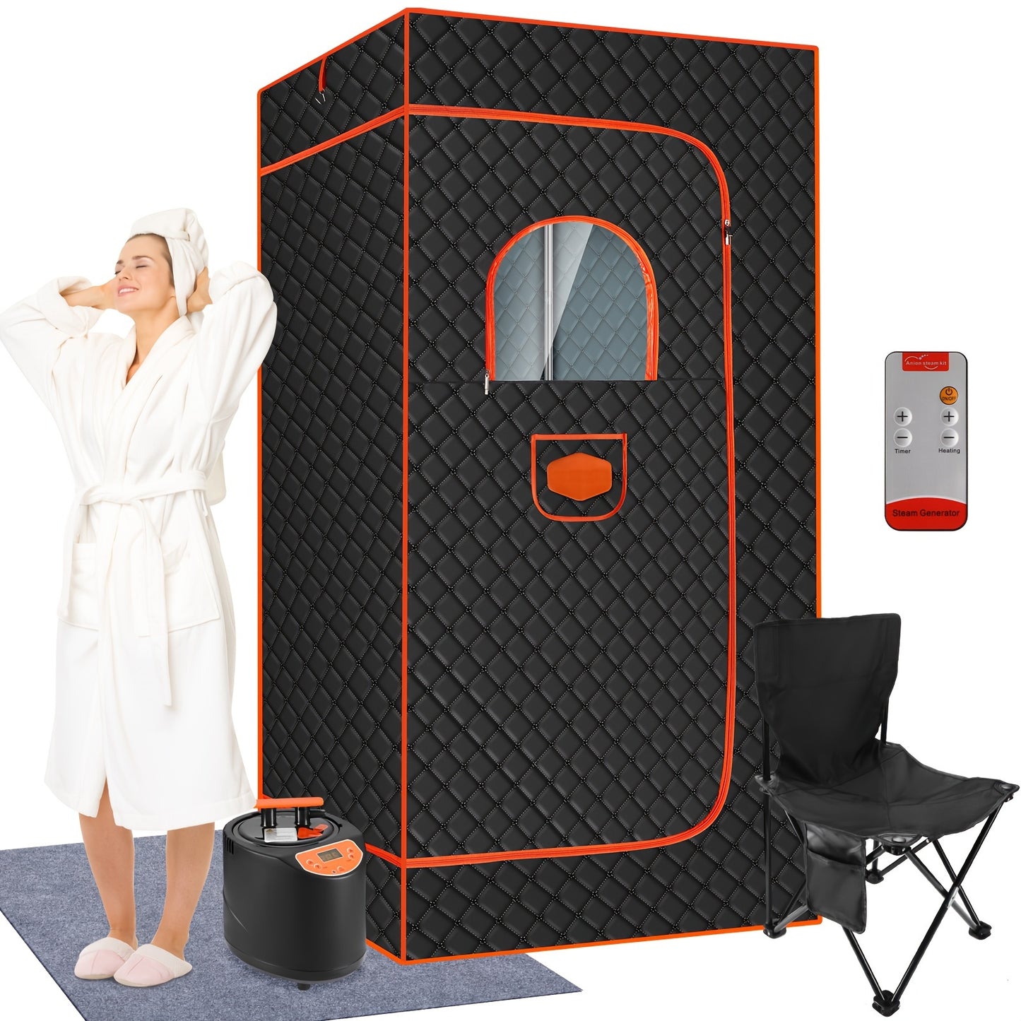 Portable Full Body Sauna Box | Personal Steam Sauna Tent for Home Spa with 3L 110V Steamer, Composite Fabric, Plug Powered, Suitable for Gym, Pilates, Garage, Hot Tub (36 * 36 * 71inch)