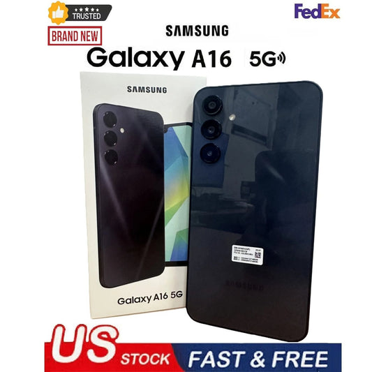 Brand New Samsung Galaxy A16 5G Smartphone – 128GB Storage – Factory Unlocked for All Carriers – Sleek Black Color – 6.7” Infinity Display – Dual Camera System – Android OS – Fast Performance – Box & Accesso