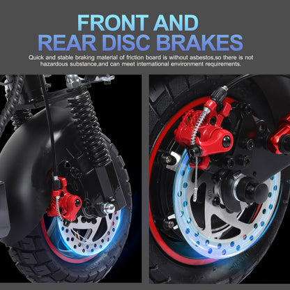 Foldable Electric Scooter with Detachable Seat & 10" All-Terrain Vacuum Tires - 48V15Ah/55KM Range, 50KM/H Speed, Dual Disc Brakes, Heavy-Duty e-Scooter for Off-Road, Commuting, Hills - Global Voltage ( Plug)