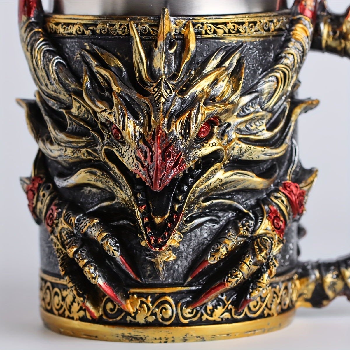 [Dragon Steel Mug] 1pc Dragon-Shaped Stainless Steel Mug with Monster Theme Round Stripe Pattern - Insulated, Reusable, Hand-Wash Only - Ideal for Halloween, Christmas, Easter, Thanksgiving, Father'S Day - Perfect Birthday Gi
