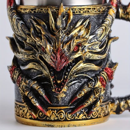 [Dragon Steel Mug] 1pc Dragon-Shaped Stainless Steel Mug with Monster Theme Round Stripe Pattern - Insulated, Reusable, Hand-Wash Only - Ideal for Halloween, Christmas, Easter, Thanksgiving, Father'S Day - Perfect Birthday Gi