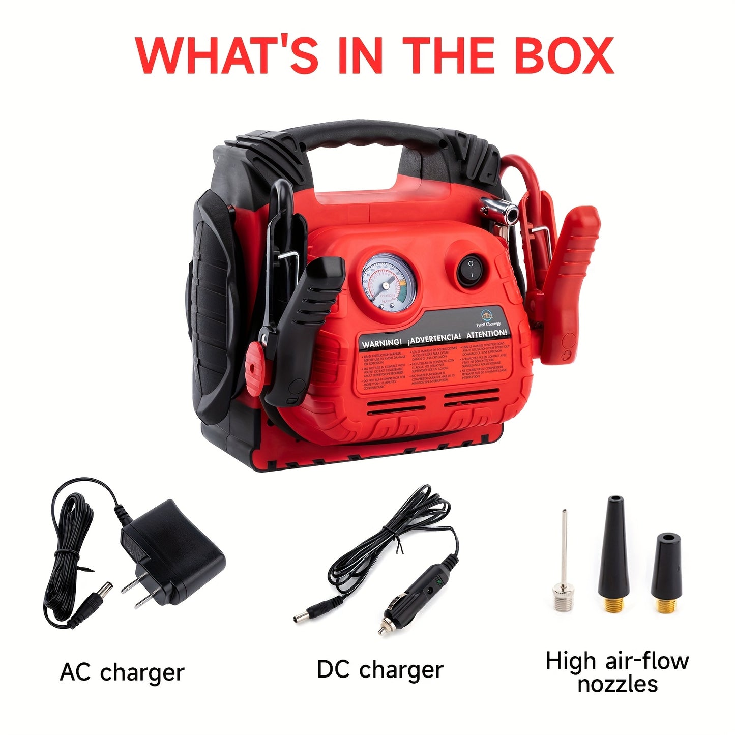 Heavy-Duty 1000A Peak, 12000mAh Fast-Charging Jump Starter with USB/DC Output, Portable Car Battery Booster with LED Light, for Cars, Trucks, SUVs, Boats, RVs - Compatible with Lead Acid/Battery/USB Power - Ideal for Emergenc