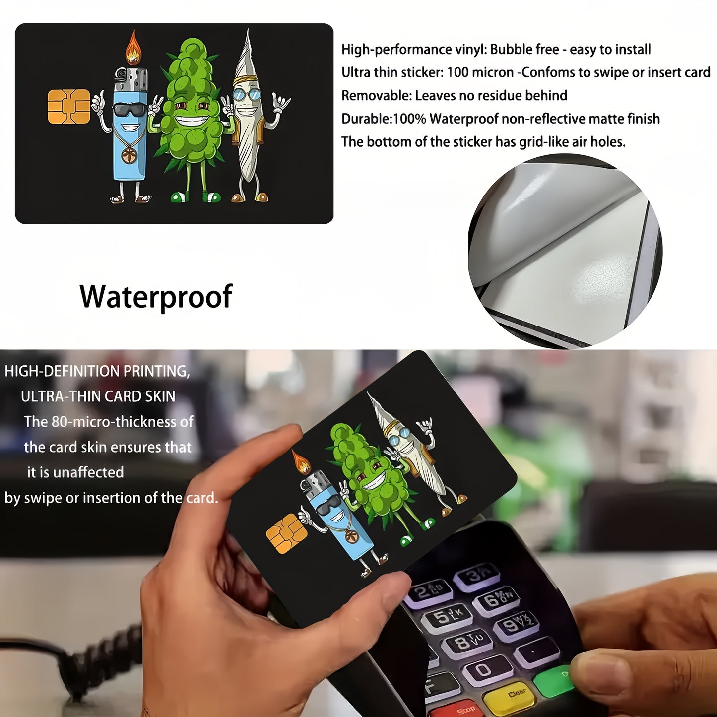 2pcs Funny Cartoon Fire Candle Pattern Waterproof Stickers, Ultra-Thin High-Quality Scratch-Resistant for Credit Cards, Debit Cards, Bus Cards, Removable Self-Adhesive, Suitable For Most Cards, Decorative Stickers For Men And