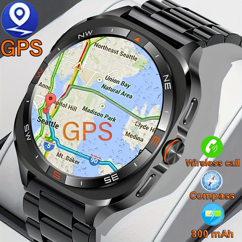 COIUSOR New 1.46-inch GPS Smart Watch, wireless call sync SMS alerts, GPS L1+L5 Dual-Frequency Positioning, Compass, Altitude, Air Pressure, 3D Dly Video Watch Face, 800mAh Large Battery, 100+ sports modes Smartwatch for Fitn