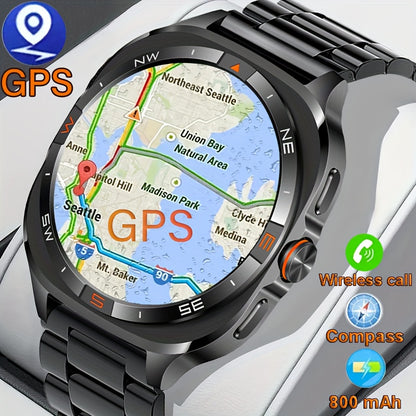 COIUSOR New 1.46-inch GPS Smart Watch, wireless call sync SMS alerts, GPS L1+L5 Dual-Frequency Positioning, Compass, Altitude, Air Pressure, 3D Dly Video Watch Face, 800mAh Large Battery, 100+ sports modes Smartwatch for Fitn
