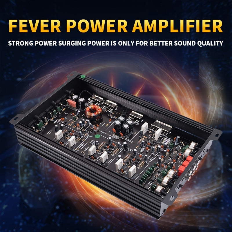 Bermans 7800W Max Power 4-Channel Class AB Car Amplifier - 12V High-Power Stereo Amplifier with MP3 Cable Compatible RCA Inputs, Compact Auto Sound System for Subwoofer & Speaker, Car Audio Upgrade (Compatible with Smartphone