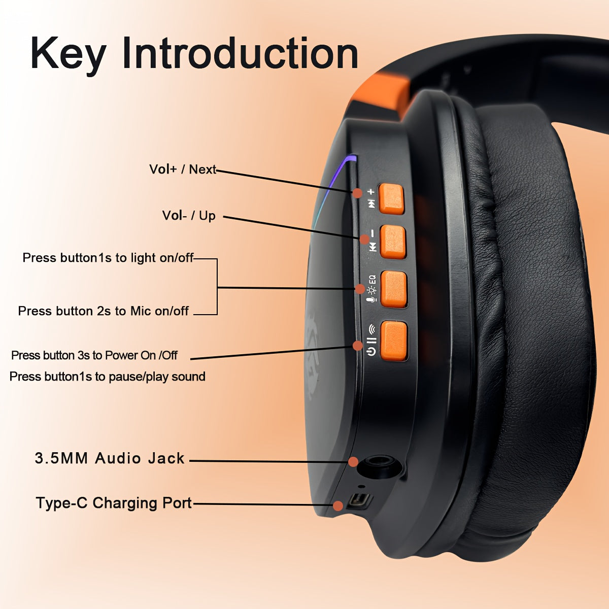 Colusi Gaming Headset with Detachable Mic, 2.4G Wireless USB Gamer Headphones with Mic for PS4PS5/Laptop/PC/Mac, Bass Surround, Suitable for Travel, Work, E-Sports Games, Music Various Scenarios, Work Headphones, Gaming Headp