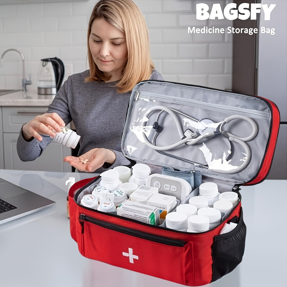 1pc Medical First Aid Kit, Multi-Pocket Medical Travel Bag, First Aid Supplies Storage Bag. Suitable for Storing Outdoor Sports Medical First Aid Supplies And Carrying First Aid Items When Traveling, Best for Christmas, Perfe