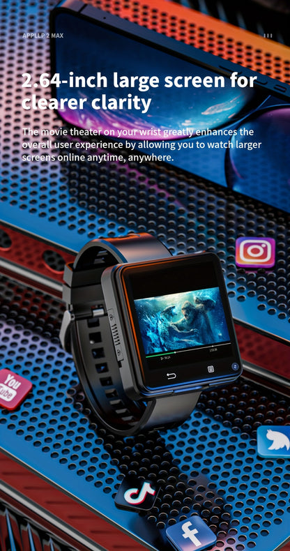 LOKMAT APPLLP 2 MAX Android Smart Watch Phone with 4G/5G, Dual SIM,, Dual Camera, Android 11 OS, Slot & Memory Card Compatible, Smartphone-Watch Hybrid for Calling, Tracking (Compatible with Android/ Apps)
