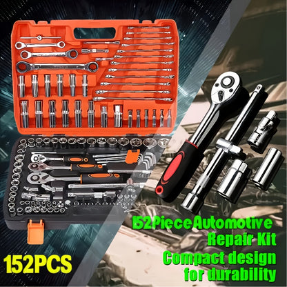 High-End Professional 53&121pcs Tool Set, Car/Bike Repair Machinery Tool Set, 1/2*1/4 "3/8" Drive Depth And Standard Socket, Professional Racing Car Parts Repair Ratchet Wrench And Other Car Repair Parts Tool Set