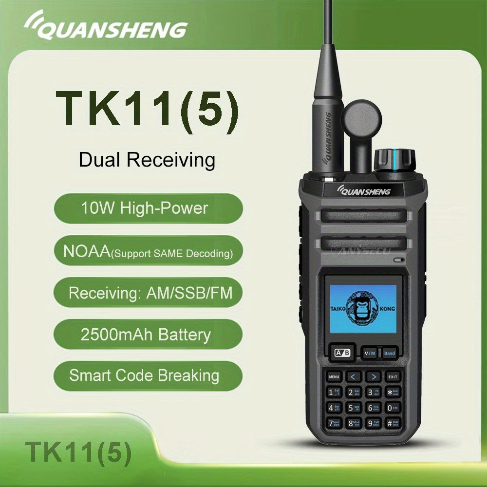 Quansheng TK11 (5) Dual Band Two-Way Radio - 10W High Output, NOAA Weather Notifications, 999 Channels, 2500Mah Battery