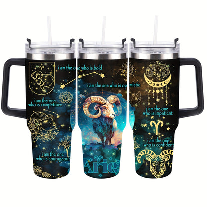 40oz Constellation-Themed Stainless Steel Tumbler with Lid - Double Wall Insulated, Break-Resistant Water Bottle for All Seasons - Perfect for Outdoor Adventures & Holiday Gifts, Vacuum Insulated, Summer Winter Drinkware, Bes