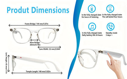 AI Translation Smart Glasses with 160+ Language Real-Time Translator, Enabled, Built-in Mic/Speaker & Music Playback - Photochromic for Men & Women, Driving &